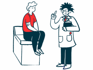 A medical professional speaks with a patient.