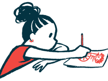 A child is seen drawing a picture while seated at a table.