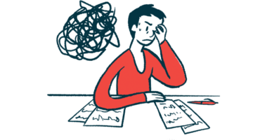 Illustration of a stressed out person looking at paperwork.