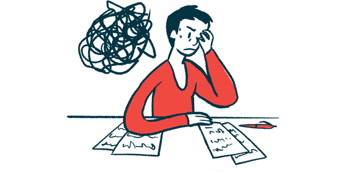 Illustration of a stressed out person looking at paperwork.