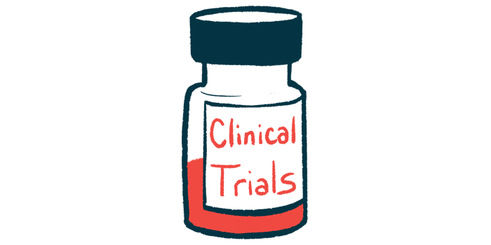 Fitusiran | Hemophilia News Today | bleed rates | illustration of medicine bottle labeled 'clinical trials'