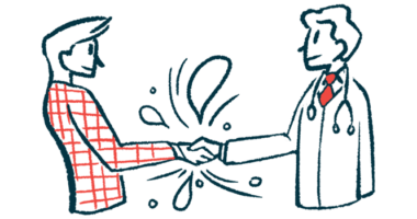 Illustration of two people shaking hands.