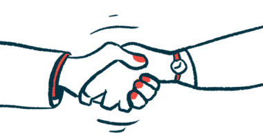 A close-up illustration of a handshake shows two clasped hands.