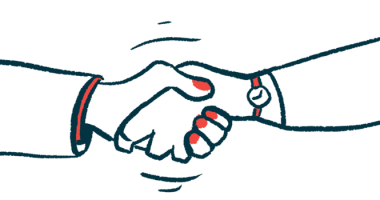 A close-up illustration of a handshake shows two clasped hands.