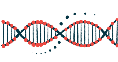 The double helix of a DNA strand is shown.