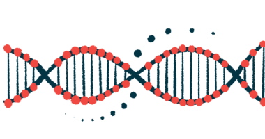 The double helix of a DNA strand is shown.