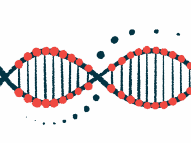 The double helix of a DNA strand is shown.