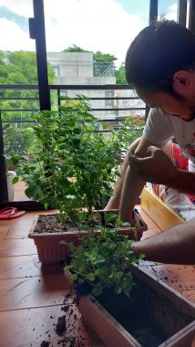 mental health gardening | Hemophilia News Today | Jared tends to his plants on this balcony