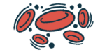 An illustration showing a group of red blood cells.