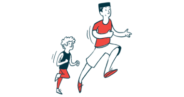 An illustration of two people running.