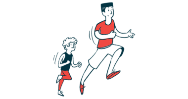 An illustration of two people running.