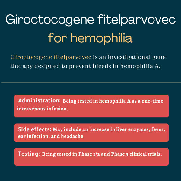 Giroctocogene fitelparvovec for hemophilia infographic
