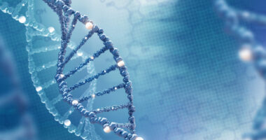 illustration of DNA strand on blue background