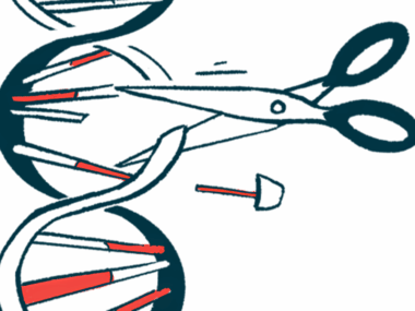 A scissor is seen cutting a strand of DNA.