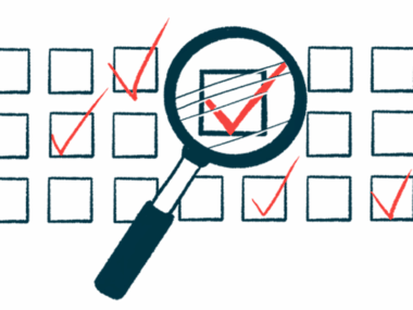 A magnifying glass hovers over a mark on a checklist.