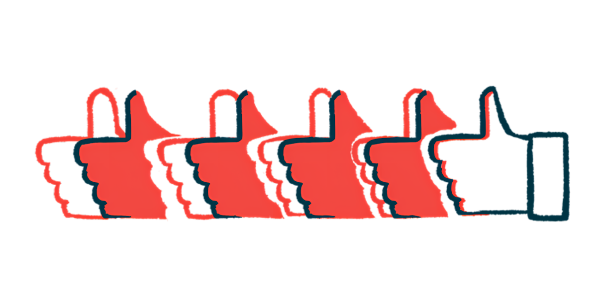 A row of hands are shown giving the thumbs-up sign.