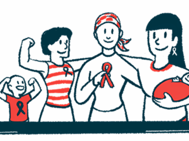 Women, one holding a red 