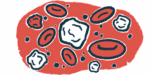 An illustration shows blood cells.