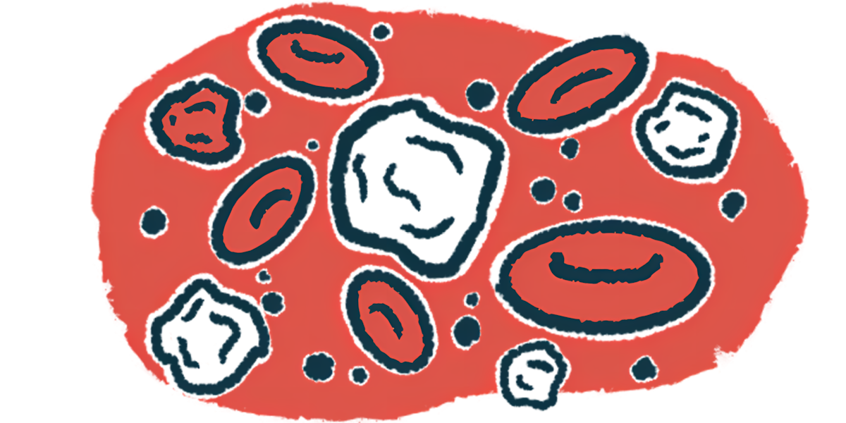 An illustration shows blood cells.