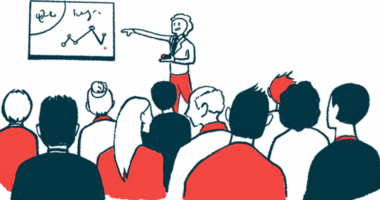 A person gives a presentation to an audience.