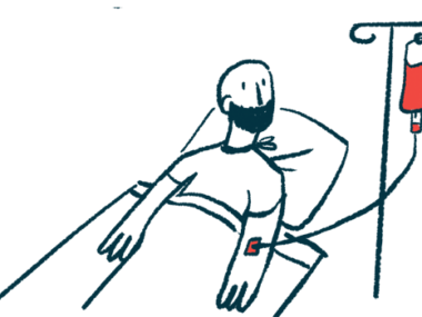 An illustration of a patient receiving a blood transfusion.