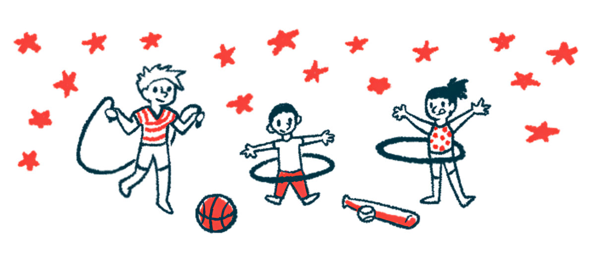Three children play together under a canopy of stars.