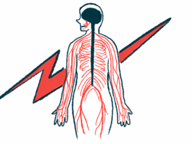 This illustration of the central nervous system shows the outline of a human body from the rear, with brain and spinal cord highlighted.