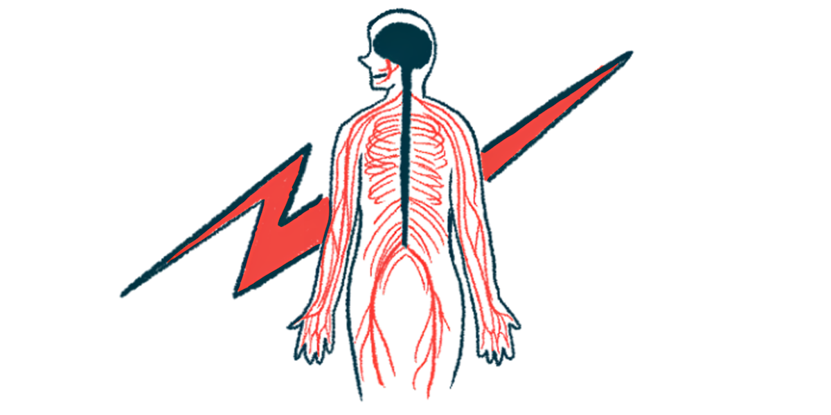 This illustration of the central nervous system shows the outline of a human body from the rear, with brain and spinal cord highlighted.