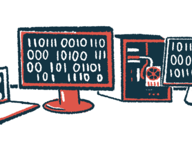 Computers and laptops are shown displaying binary codes.